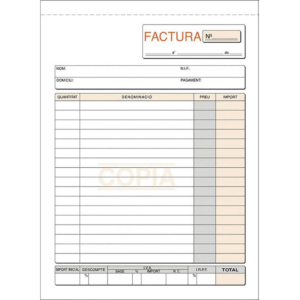 TALONARIO FACTURAS CATALÁN PLUS OFFICE NATURAL 150 X 210 MM DUPLICADO 50 JUEGOS                     