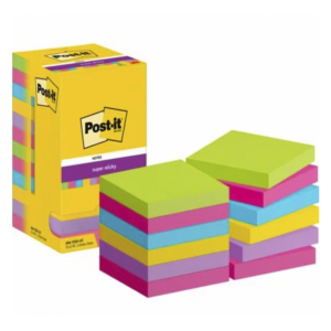 BLOC NOTAS ADHESIVAS POST-IT SUPER STICKY 76 X 76 MM SURTIDOS 90 HOJAS                              