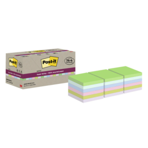 BLOC NOTAS ADHESIVAS POST-IT SUPER STICKY RECICLADAS 76 X 76 MM SURTIDO 70 HOJAS                    