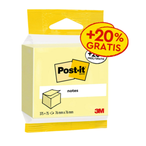 BLOC NOTAS ADHESIVAS POST-IT 76 X 76 MM AMARILLO 390 HOJAS BLÍSTER                                  