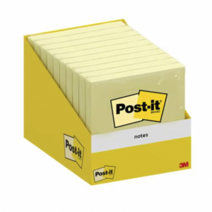BLOC NOTAS ADHESIVAS POST-IT 76 X 76 MM AMARILLO 100 HOJAS CAJA CARTÓN                              