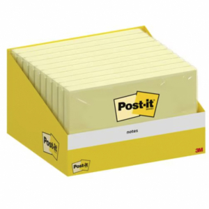 BLOC NOTAS ADHESIVAS Z-NOTES POST-IT 76 X 127MM AMARILLO 100 HOJAS CAJA CARTÓN                      