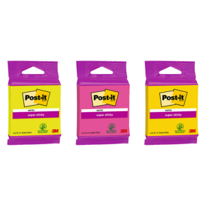BLOC NOTAS ADHESIVAS POST-IT SUPER STICKY 76 X 76 MM COLORES SURTIDOS 75 HOJAS BLÍSTER              