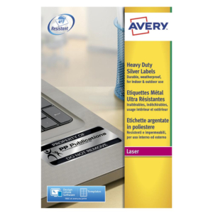 ETIQUETAS AVERY POLIÉSTER 45,7 X 21,2 MM PLATEADAS 960 UD.                                          