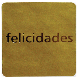 ETIQUETAS ADHESIVAS FELICIDADES ROLLO ORO 500 UD.                                                   
