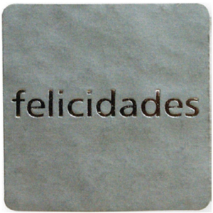 ETIQUETAS ADHESIVAS FELICIDADES PLATA ROLLO 500 UD.                                                 