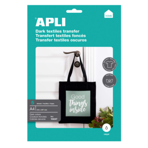 PAPEL TRANSFER A4 APLI TEJIDOS OSCUROS 5 HOJAS                                                      