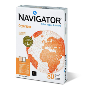 PAPEL A4 NAVIGATOR ORGANIZER 80G 500 HOJAS BLANCO 4 TALADROS                                        