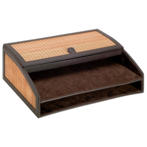 ORGANIZADOR SOBREMESA SIMIL-PIEL Y CAÑA PLUS OFFICE MARRÓN 365 X 110 X 270 MM                       