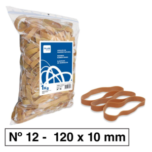BANDAS ELÁSTICAS PLUS OFFICE Nº 12 120 X 10 MM BOLSA 1000G                                          