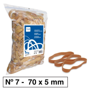 BANDAS ELÁSTICAS PLUS OFFICE Nº 7 70 X 5 MM BOLSA 1000G                                             