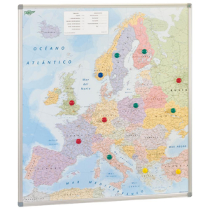 MAPA EUROPA MAGNÉTICO FAIBO 1130 X 1010 MM MARCO ALUMINIO                                           
