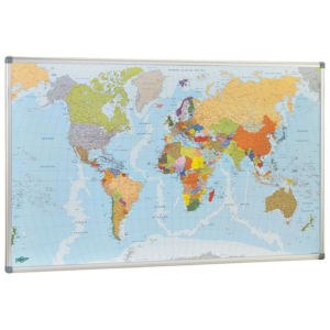 MAPA MUNDI MAGNÉTICO FAIBO 840 X 1400 MM MARCO ALUMINIO                                             