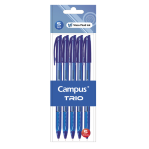 BOLÍGRAFO TINTA FLUIDA VISCOSA CAMPUS TRIO AZUL BLÍSTER /5 UD.                                      