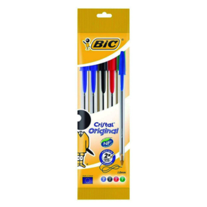 BOLÍGRAFO TINTA ACEITE BIC CRISTAL ORIGINAL COLORES SURTIDOS BLÍSTER 5 UD.                          
