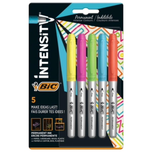 ROTULADOR BIC INTENSITY PERMANENTE 5 COLORES INTENSOS                                               