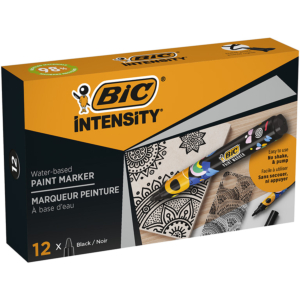 MARCADORES DE PINTURA BIC INTENSITY BASE DE AGUA NEGRO 12 UD.                                       