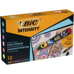 MARCADORES DE PINTURA BIC INTENSITY BASE DE AGUA COLORES SURTIDOS 12 UD                             