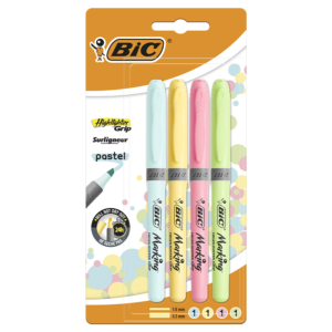 ROTULADOR FLUORESCENTE BIC HIGHLIGHTER GRIP PASTEL 4 UD.                                            