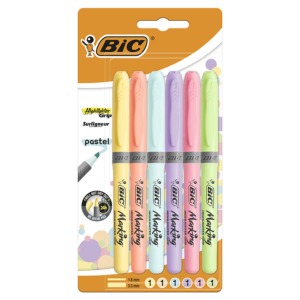 ROTULADOR FLUORESCENTE BIC HIGHLIGHTER GRIP PASTEL 6 UD.                                            