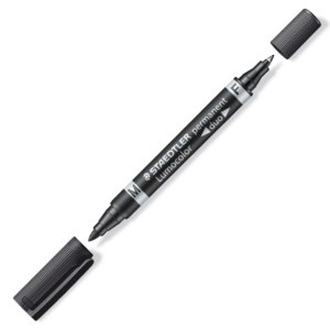 ROTULADOR PERMANENTE STAEDTLER LUMOCOLOR DOBLE PUNTA NEGRO                                          