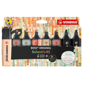 ROTULADOR FLUORESCENTE STABILO BOSS COLORES SURTIDOS NATURE BLÍSTER 8 UD.                           