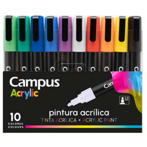ROTULADORES ACRÍLICOS CAMPUS ACRYLIC 10 COLORES BÁSICOS                                             