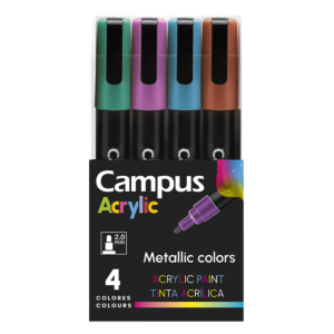 ROTULADORES ACRÍLICOS CAMPUS ACRYLIC 4 COLORES METÁLICOS                                            