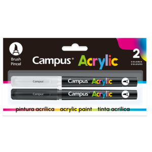 ROTULADORES ACRÍLICOS CAMPUS ACRYLIC PUNTA PINCEL BLÍSTER 2 UD.                                     