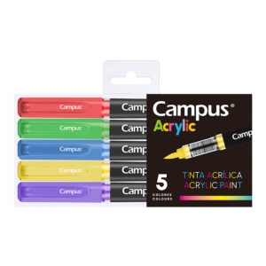 ROTULADORES ACRÍLICOS CAMPUS ACRYLIC PUNTA PINCEL 5 COLORES                                         