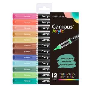 ROTULADORES ACRÍLICOS CAMPUS ACRYLIC PUNTA PINCEL 12 COLORES TIERRA                                 