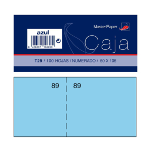 TALONARIO DEPENDIENTE MASTERPAPER 105 X 50 MM. NUMERADO (100 H.) AZUL REF. T29