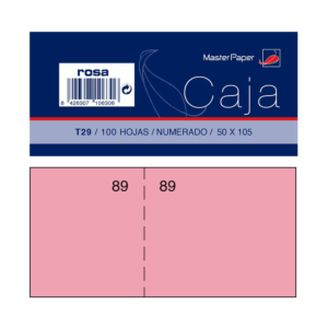 TALONARIO DEPENDIENTE MASTERPAPER 105 X 50 MM. NUMERADO (100 H.) ROSA REF. T29
