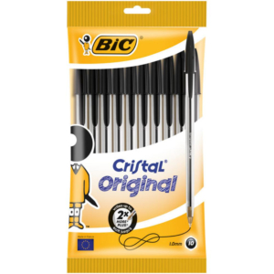 BOLÍGRAFO TINTA ACEITE BIC CRISTAL ORIGINAL NEGRO BLÍSTER 10 UD.                                    