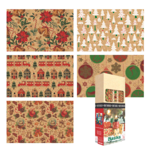 ROLLO DE PAPEL DE REGALO KRAFT FANTASÍA NAVIDAD 0,70 X 2 M.