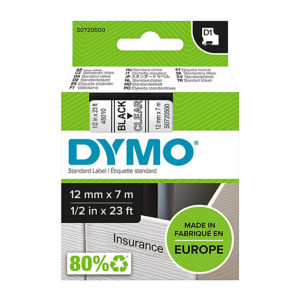 CINTA DYMO D1 12 MM. X 7 M. NEGRO/TRANSPARENTE REF. 45010