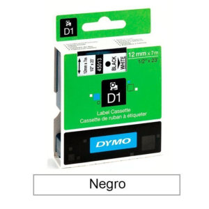 CINTA DYMO D1 12 MM. X 7 M. NEGRO/BLANCO REF. 45013