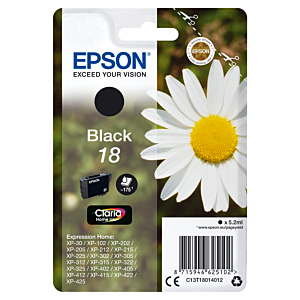 EPSON EXPRESSION HOME XP-102/205/305/322/405/422 CARTUCHO NEGRO Nº18