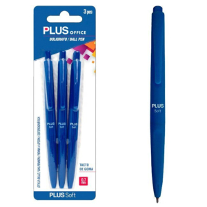 BOLÍGRAFO PLUS SOFT 3 UNID. AZUL REF. 080929