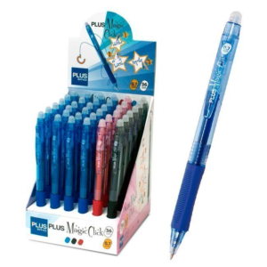 EXPOSITOR BOLÍGRAFO PLUS OFFICE MAGIC CLICK TINTA GEL BORRABLE 36 UNID. 3 COLORES SURTIDOS