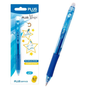 BOLÍGRAFO PLUS OFFICE MAGIC CLICK BLÍSTER TINTA GEL BORRABLE AZUL