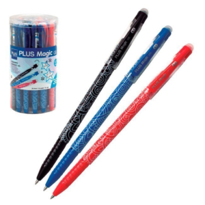 BOLÍGRAFO CON CAPUCHÓN PLUS OFFICE MAGIC TINTA GEL BORRABLE 36 UNID. 3 COLORES SURTIDOS