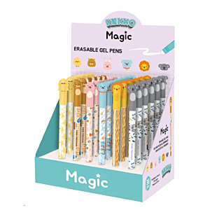 EXPOSITOR BOLÍGRAFOS DE GEL BORRABLES ANIMALITOS KEKKO MAGIC 36 UNID.