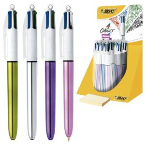 EXPOSITOR BOLÍGRAFO BIC SHINE TINTA BASE DE ACEITE 20 UNID. 4 COLORES SURTIDOS