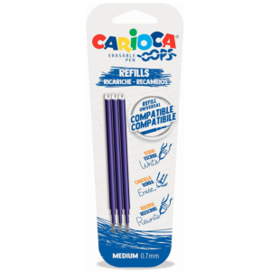 RECAMBIO PARA BOLÍGRAFO CARIOCA OOPS 3 UND. AZUL