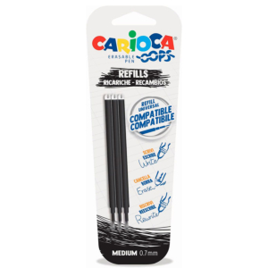 RECAMBIO PARA BOLÍGRAFO CARIOCA OOPS 3 UND. NEGRO
