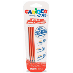 RECAMBIO PARA BOLÍGRAFO CARIOCA OOPS 3 UND. ROJO