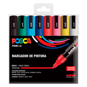 ROTULADOR UNI-BALL POSCA BLÍSTER 8 UNID. REF. PC-5M/8C