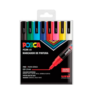 ROTULADOR UNI-BALL POSCA BLÍSTER 8 UNID. REF. PC-3M/8C