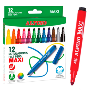 ROTULADOR ALPINO MAXI TINTA LAVABLE 12 COLORES SURTIDOS REF. AR000006N